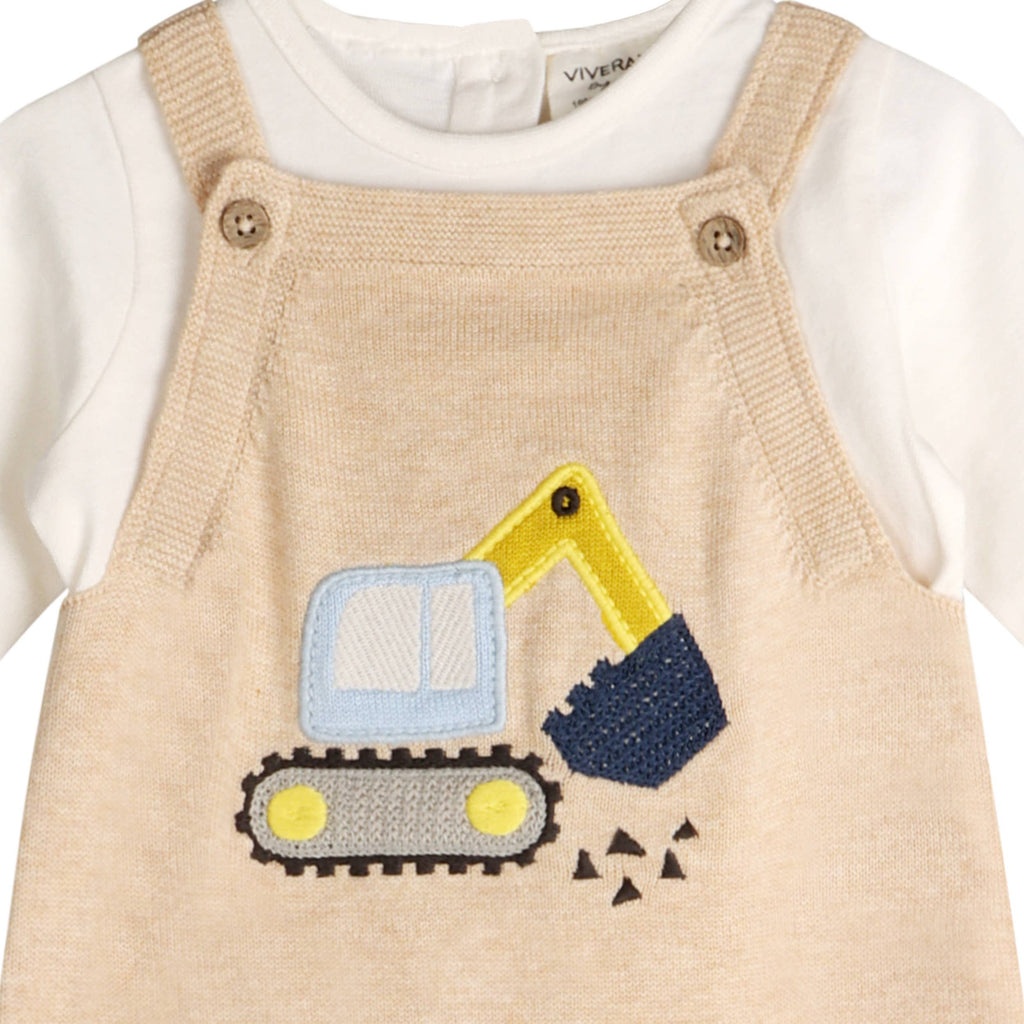 Excavator Truck Embroidered Baby Overall Set 6/12 month