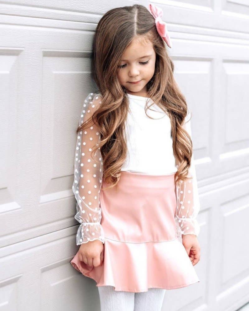 Destinee Sheer Dot Sleeve Top