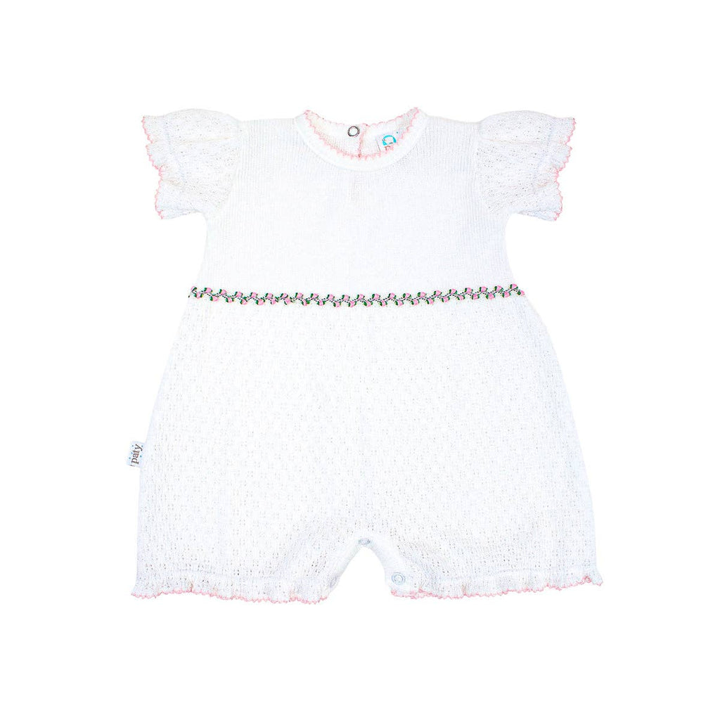 Paty Knit Ruffle Hem Bubble, Ruth Collection: White with Pink