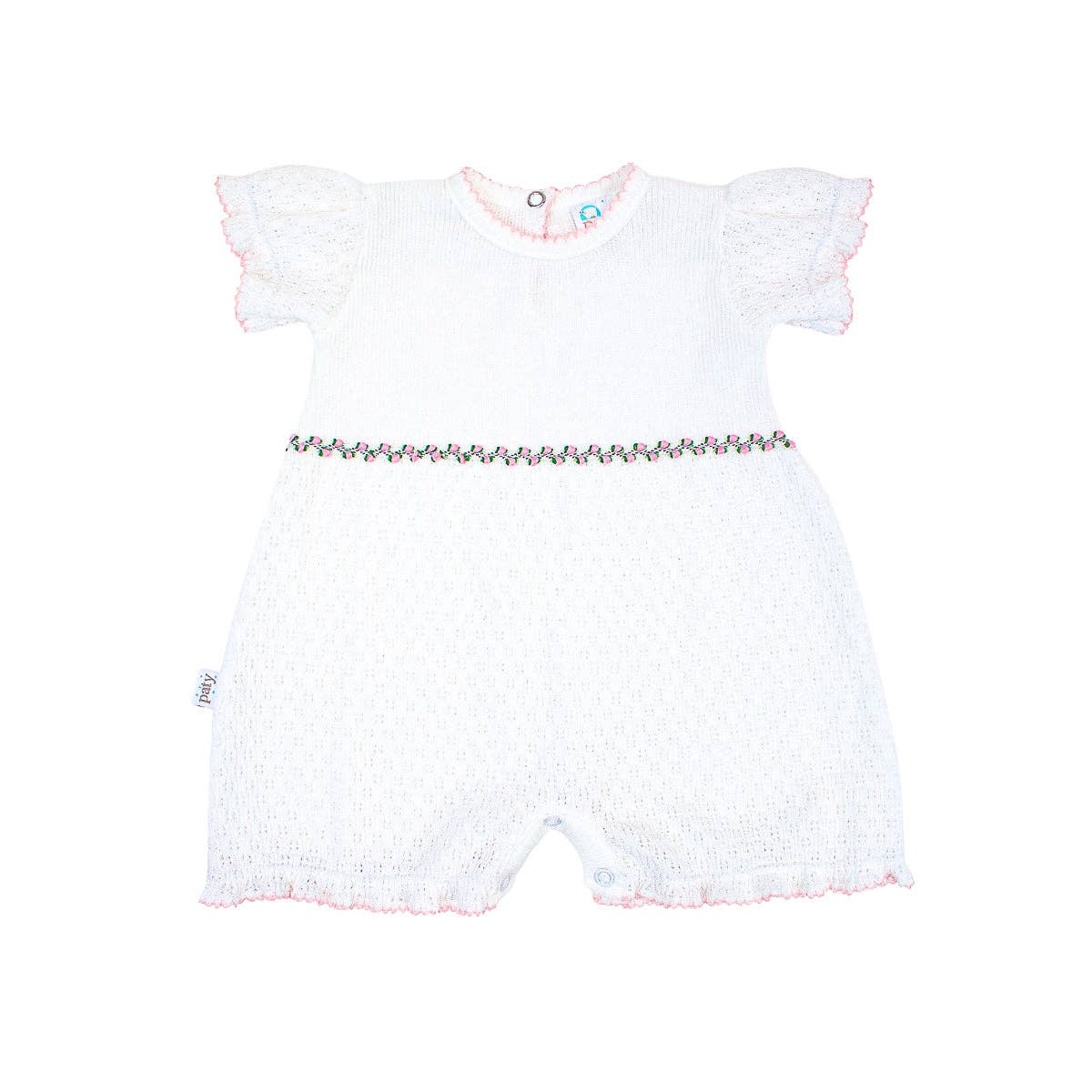 Paty Knit Ruffle Hem Bubble, Ruth Collection: White with Pink