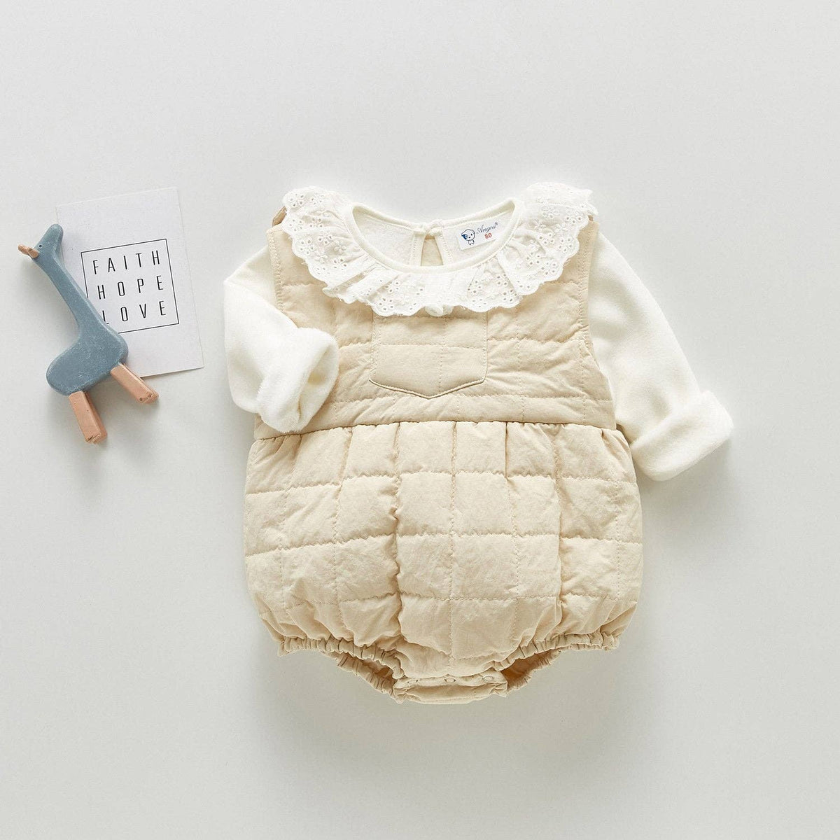 Girls Knit Top and Quilted Tank Romper 2 Piece Set.