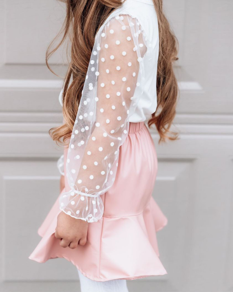 Destinee Sheer Dot Sleeve Top