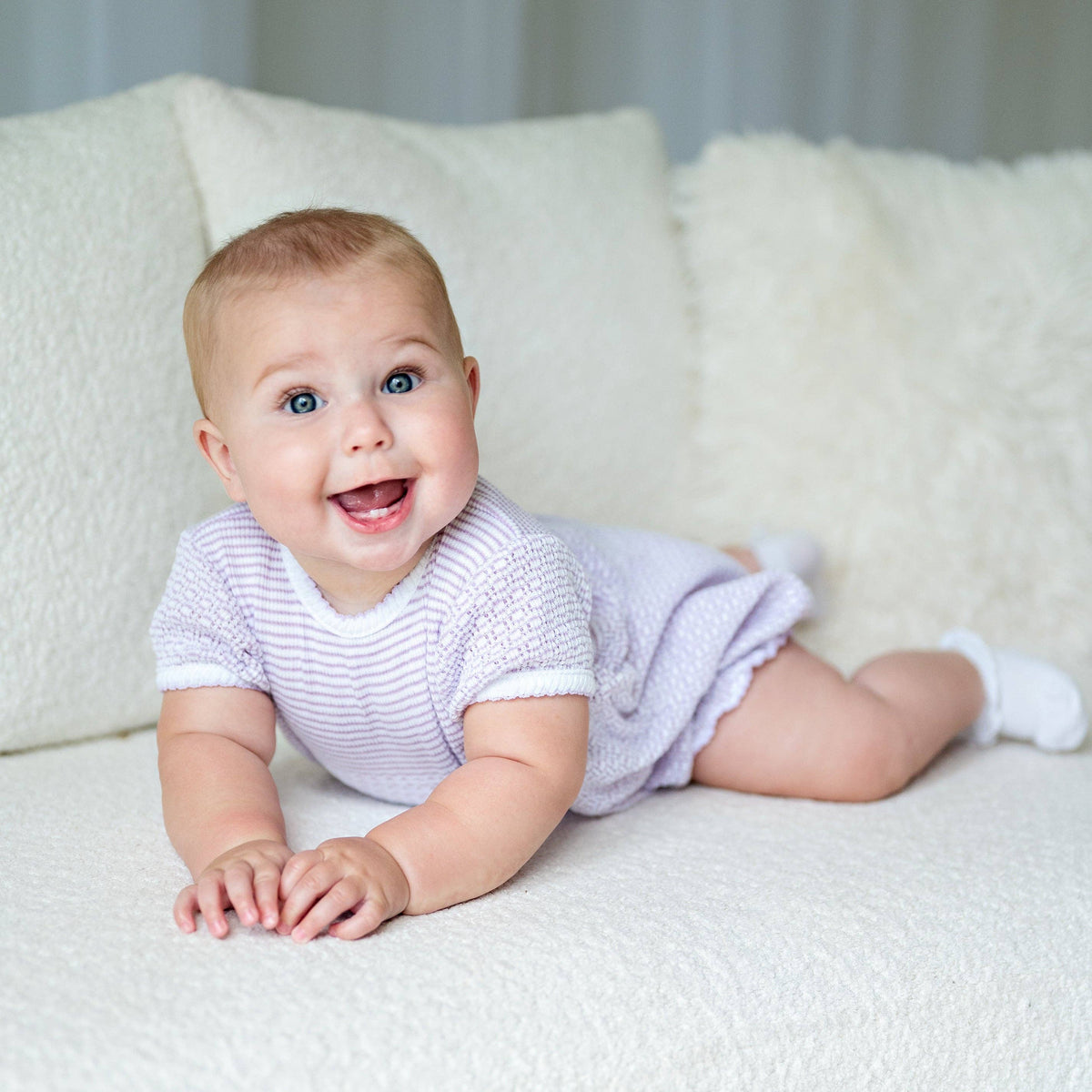 Paty Knit Ruffle Hem Bubble in Solid Colors: Pink w/ Pink Trim