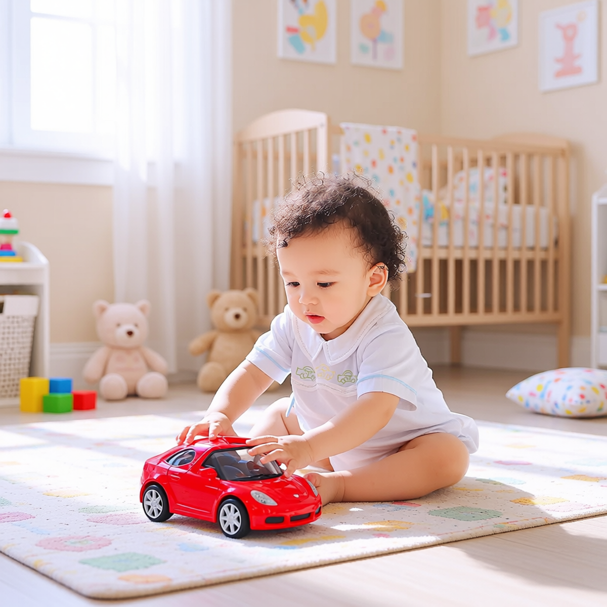 Blue Boy Cars Embroidered Bubble with Bonnet: 3 months