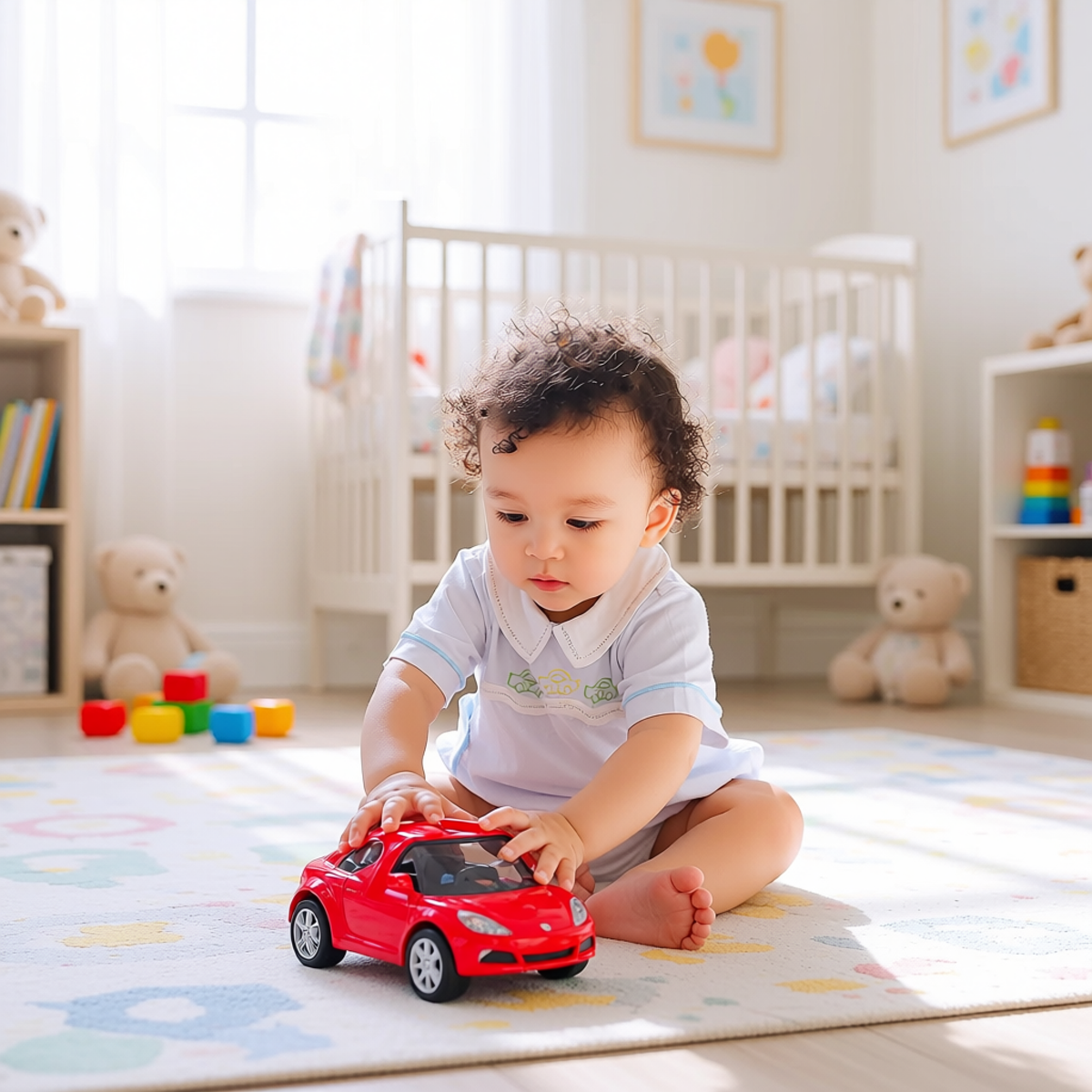 Blue Boy Cars Embroidered Bubble with Bonnet: 3 months