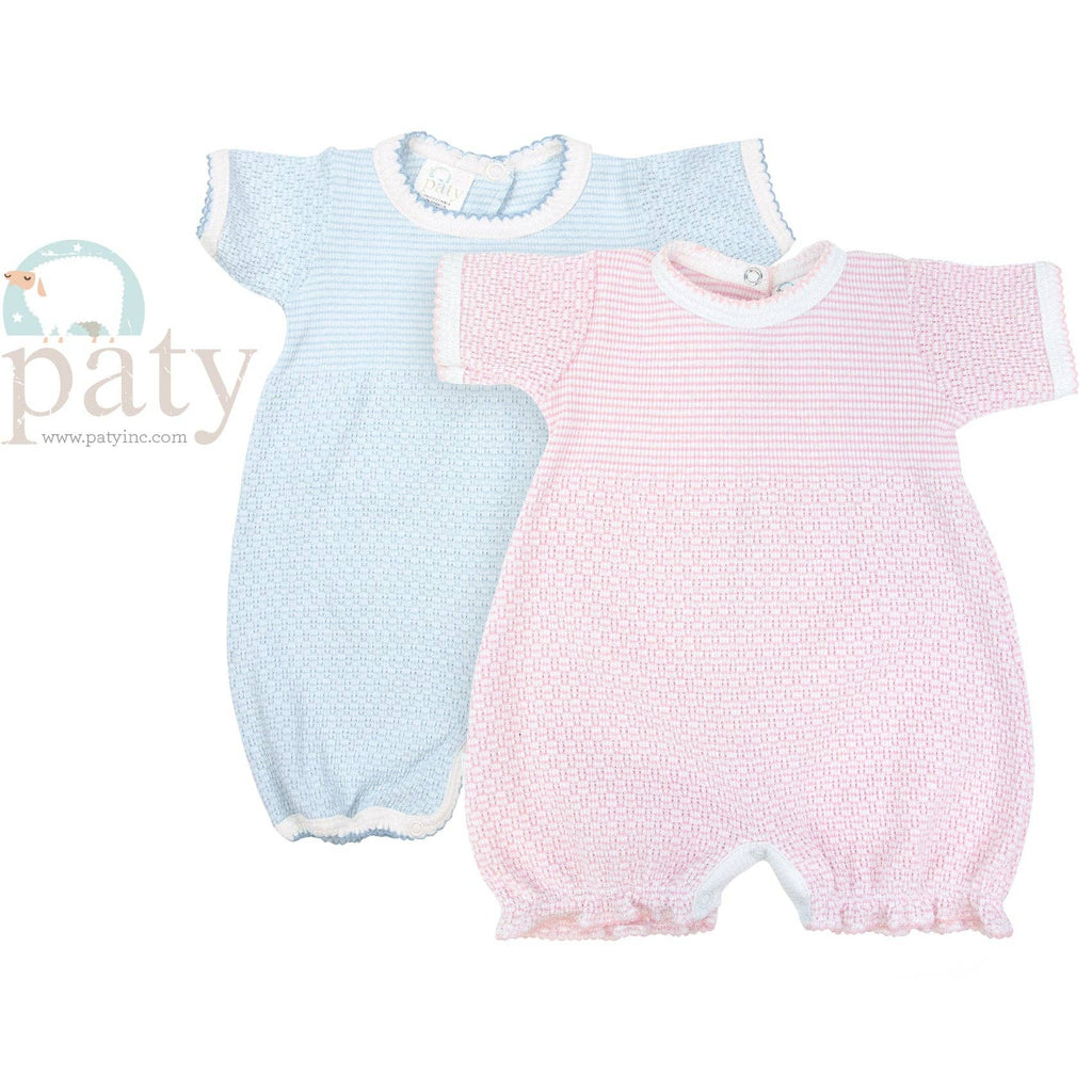 Paty Knit Ruffle Hem Bubble in Solid Colors: Pink w/ Pink Trim