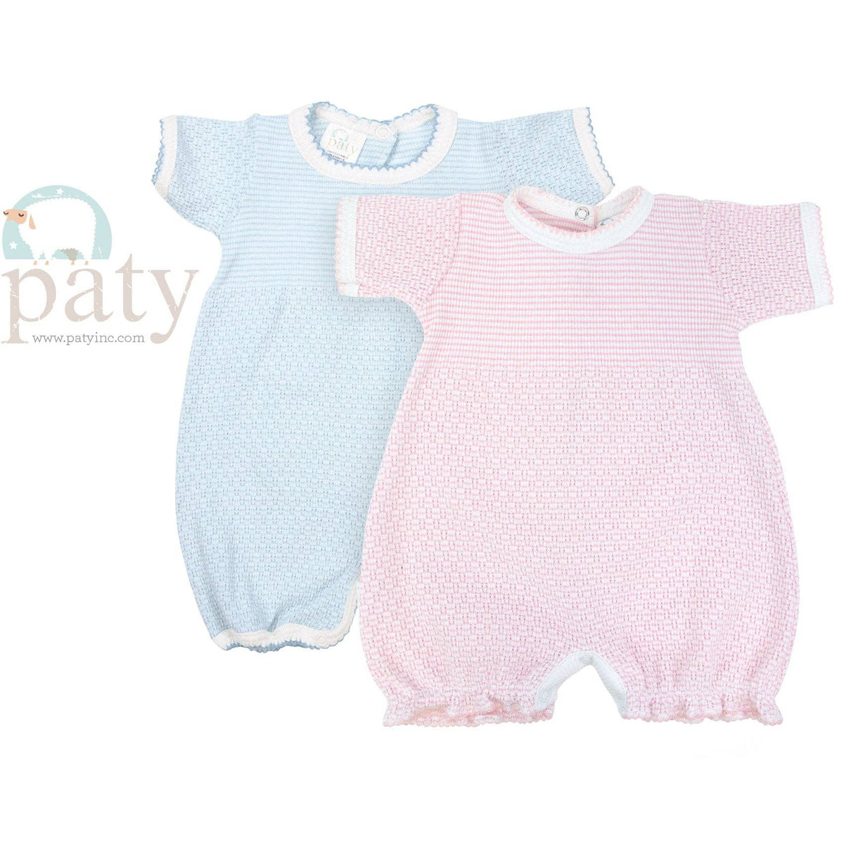 Paty Knit Ruffle Hem Bubble in Solid Colors: Blue w/ Blue Trim