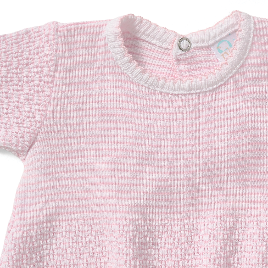 Paty Knit Ruffle Hem Bubble in Solid Colors: Pink w/ Pink Trim