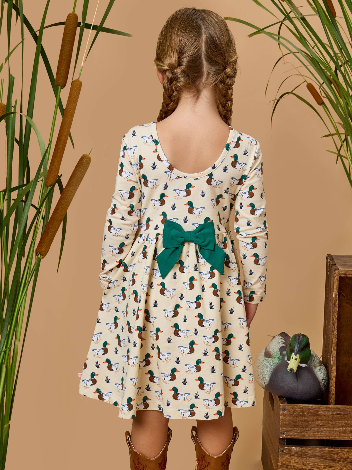 Girls Mallard Marsh Duck Knit Long Sleeve Twirl 2T