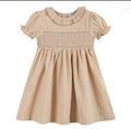 Light Brown Smocked Ruffle Dress