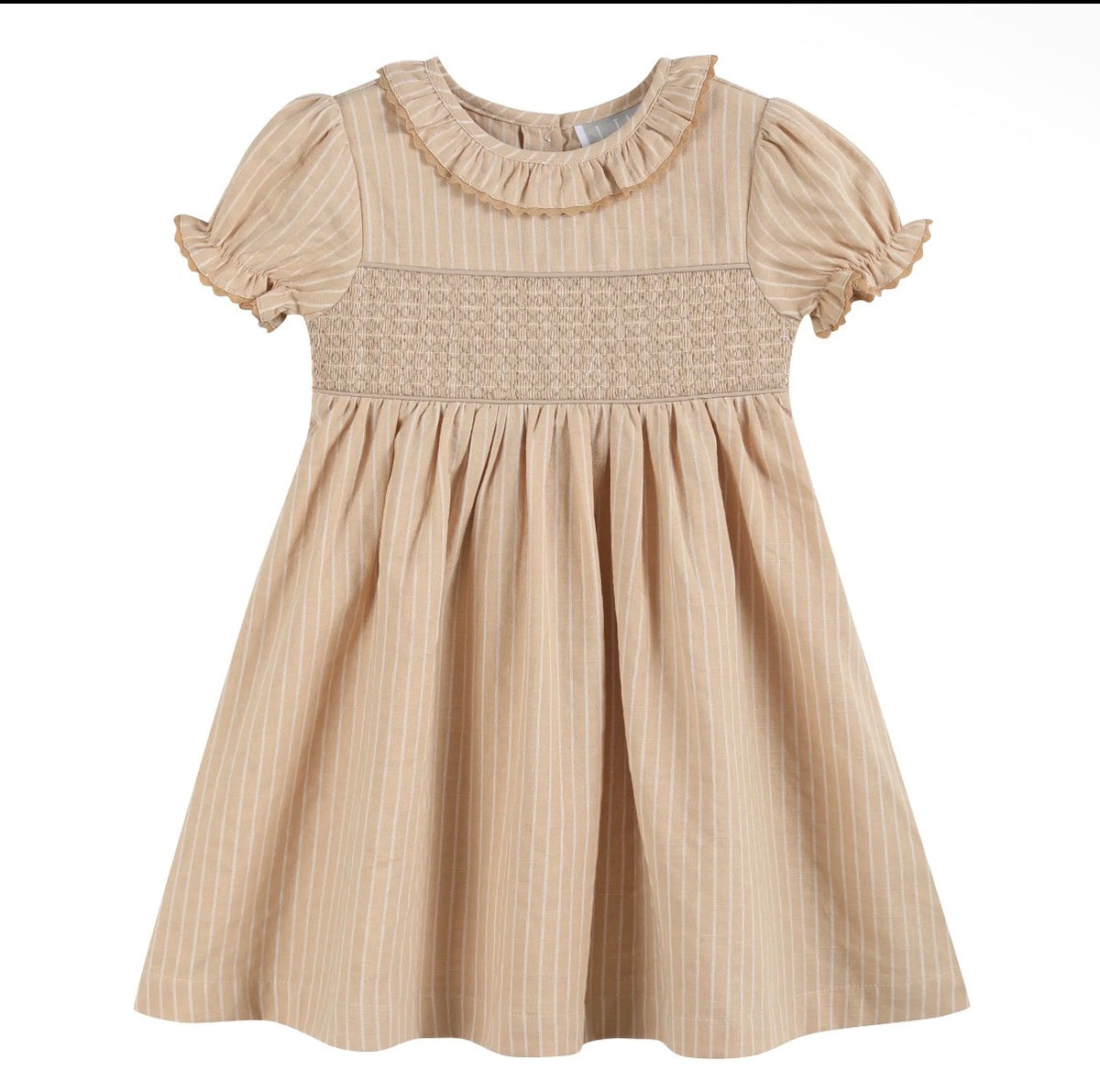Light Brown Smocked Ruffle Dress
