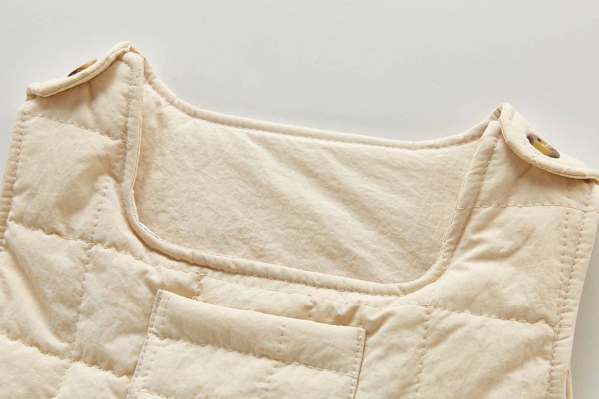 Girls Knit Top and Quilted Tank Romper 2 Piece Set.