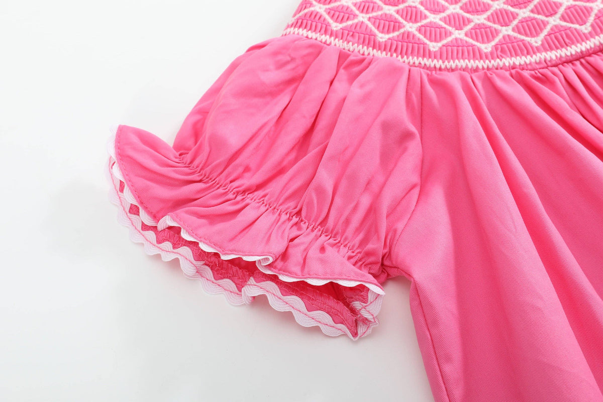 Pink & White Smocked Bubble Romper