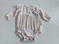Baby Pink Velvet Ruffle Romper 6/9 months.