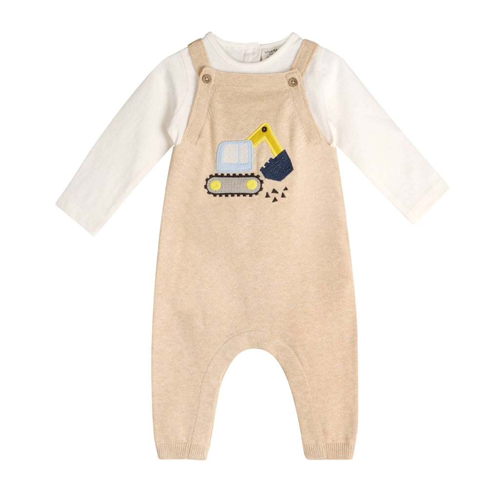 Excavator Truck Embroidered Baby Overall Set 6/12 month