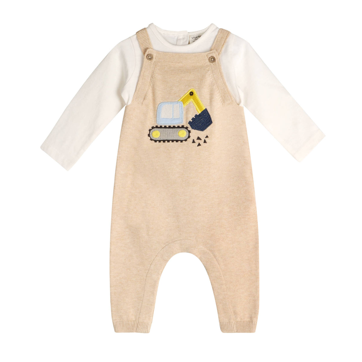 Excavator Truck Embroidered Baby Overall Set 6/12 month