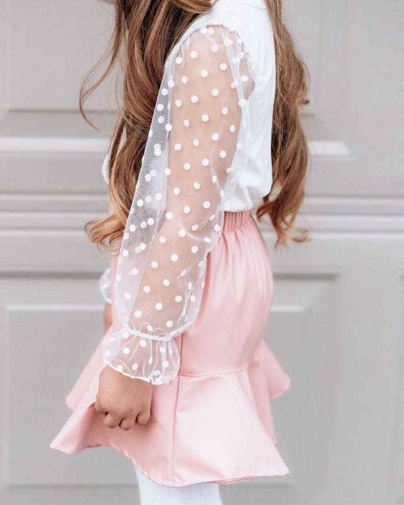 Destinee Sheer Dot Sleeve Top