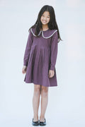 Aubergine Big Peter Pan Collar Lace Detail Dress.